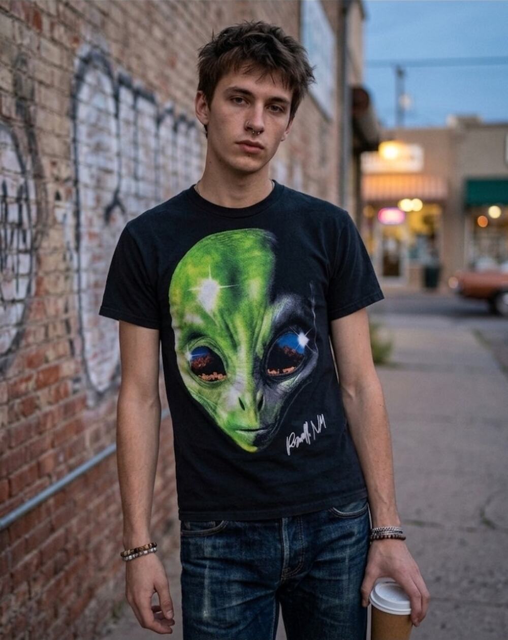 Strange Daze Roswell NM Alien Graphic Tee Small UFO T Shirt